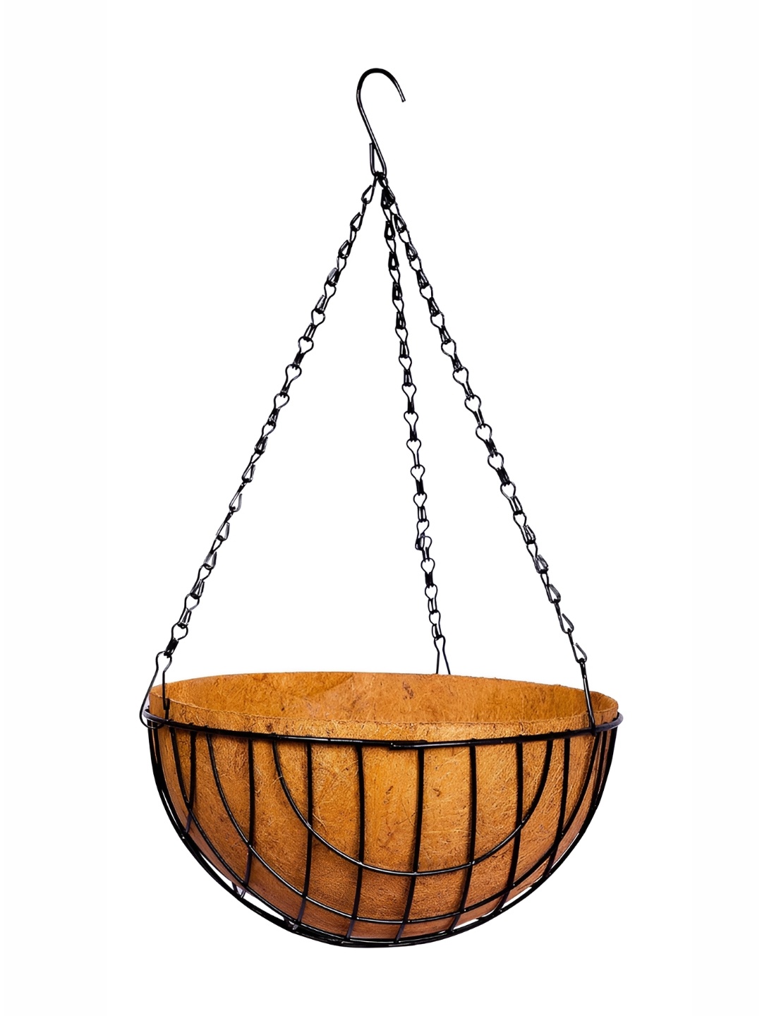 

GARDENSCOIR Brown & Black Textured Coir Hanging Basket Planter With Holder