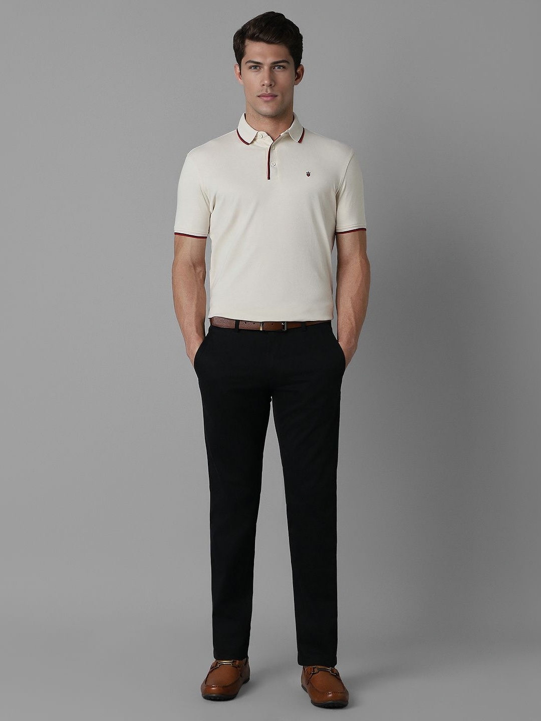 

Louis Philippe Sport Men Solid Polo Collar Cotton Slim Fit T-Shirt, White