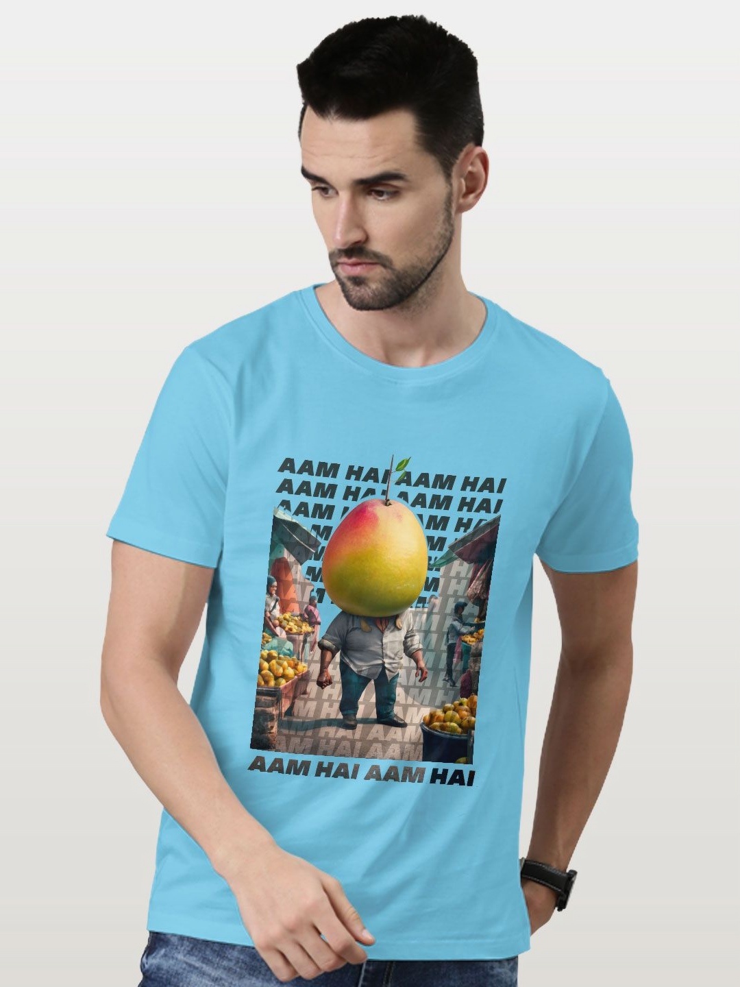 

macmerise Men Printed Pockets T-shirt, Blue