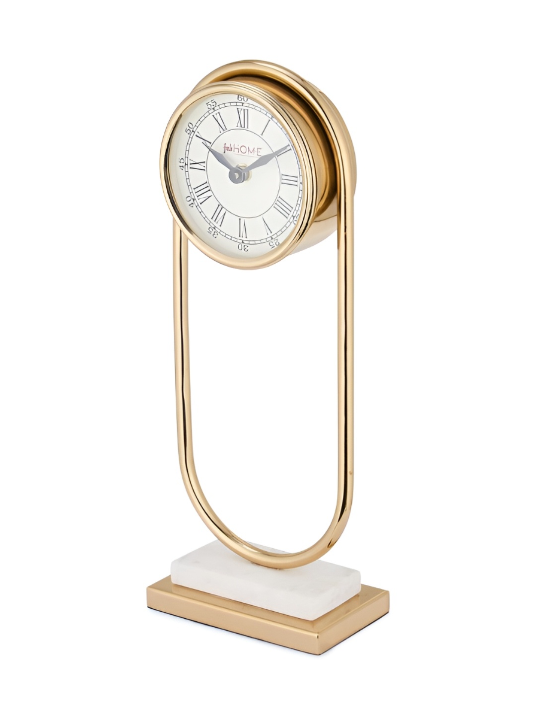 

Fabindia White & Gold-Toned Stainless Steel Analogue Contemporary Table Clock