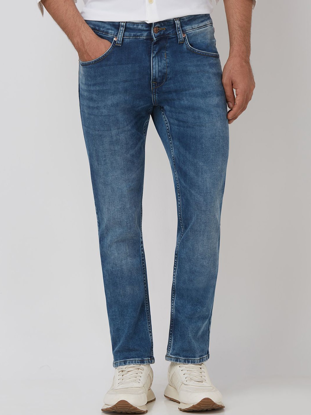 

Mufti Men Super Skinny Fit Heavy Fade Stretchable Jeans, Blue