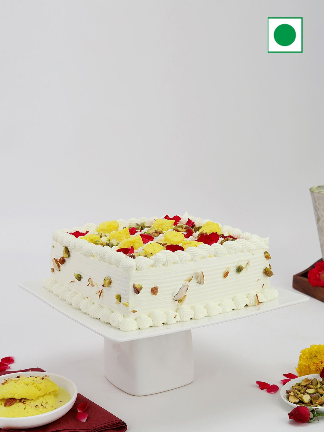 

IGP Rasmalai Flavour Eggless Square Cake - 500 gm, White