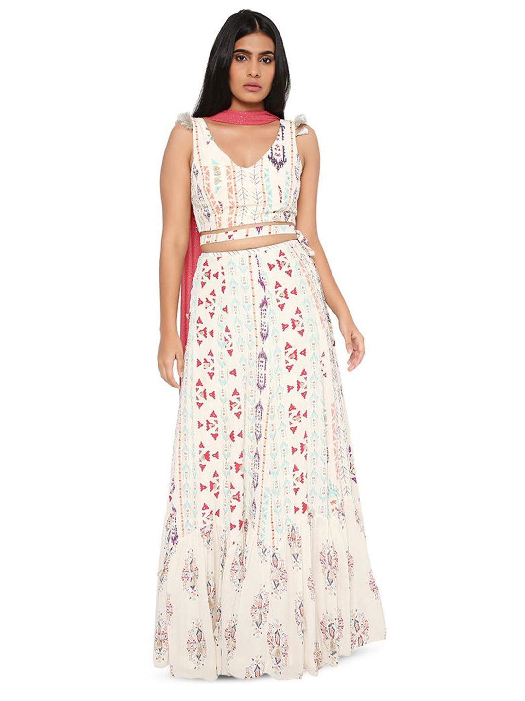 

Payal Singhal Printed Ready to Wear Lehenga & Blouse With Dupatta, Cream