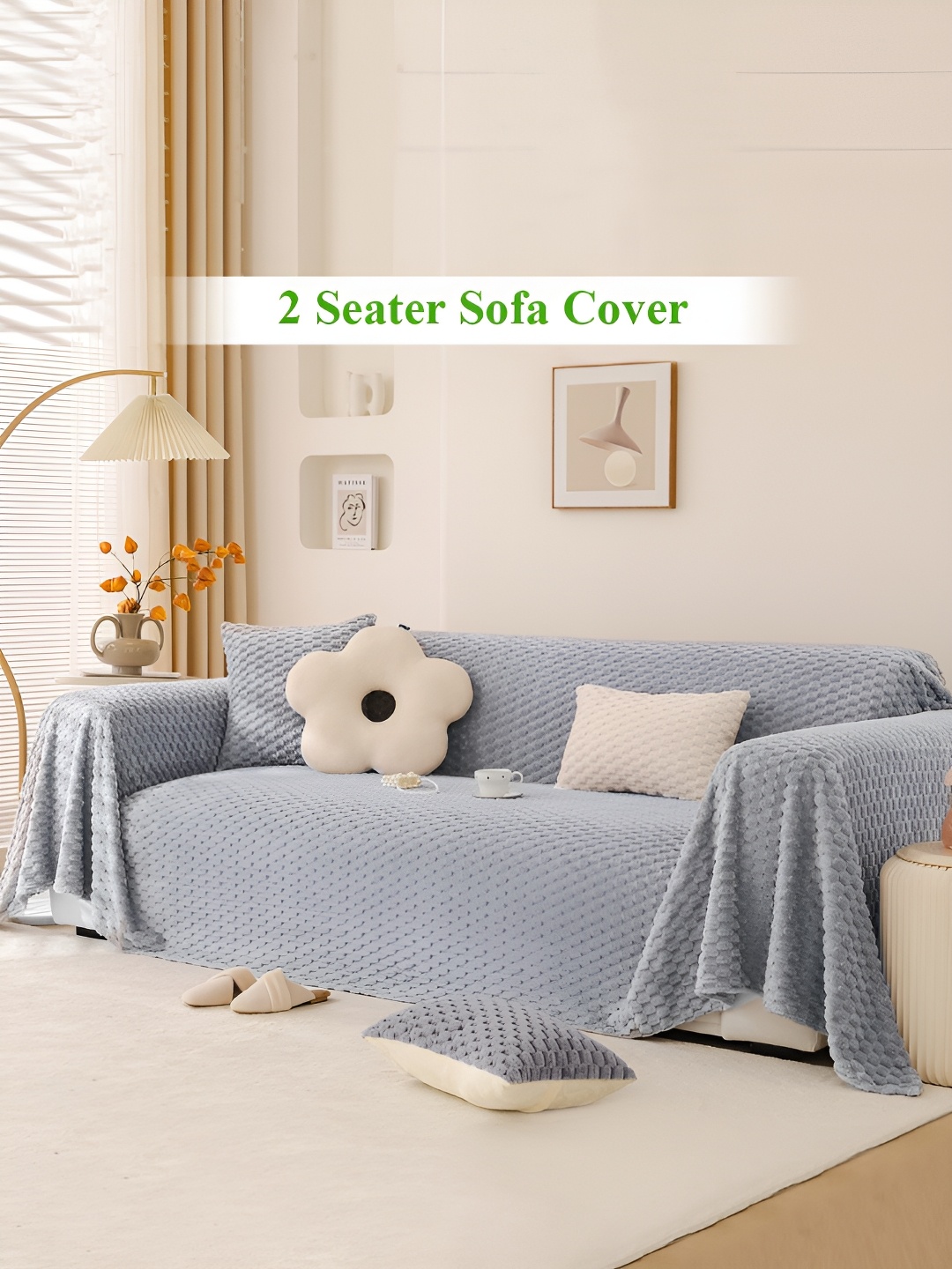 

HOKIPO Grey 2 Seater Sofa Throws
