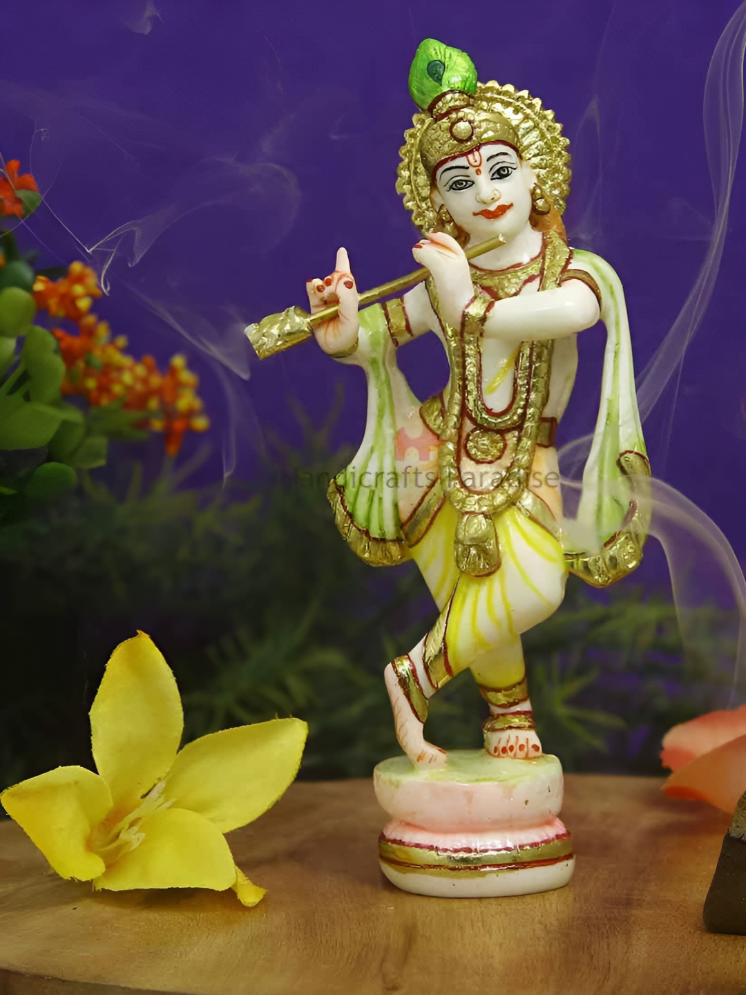 

HANDICRAFTS PARADISE White & Gold toned Religious Idol Showpiece