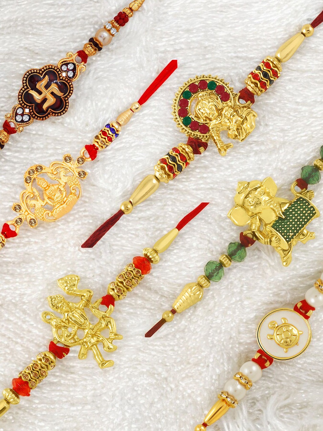 

Okos Set Of 6 Gold Plated Thread Rakhis