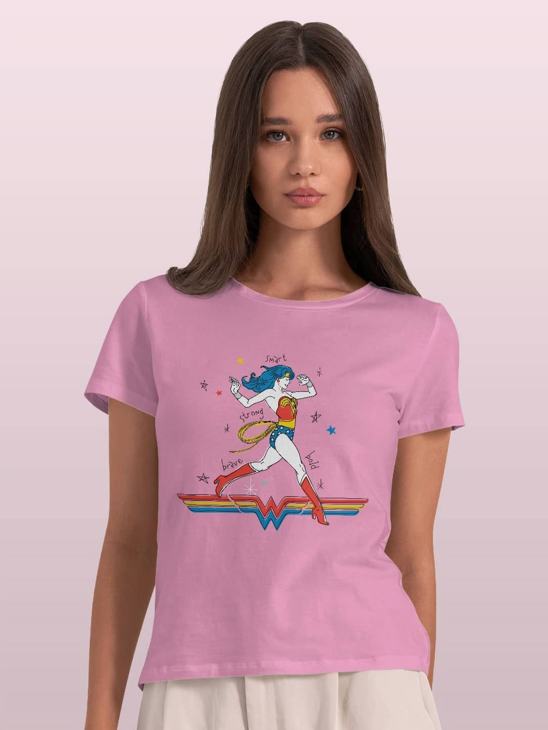 

macmerise Women Printed Extended Sleeves T-shirt, Pink