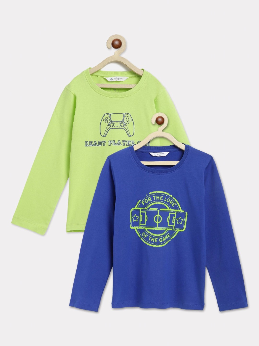 

Campana Boys Pack Of 2 Typography Printed T Shirts, Lime green