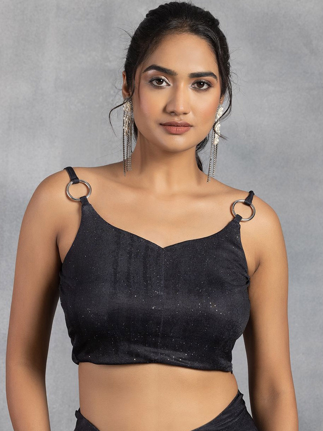 

Rang by Indya Shimmer Saree Blouse, Black