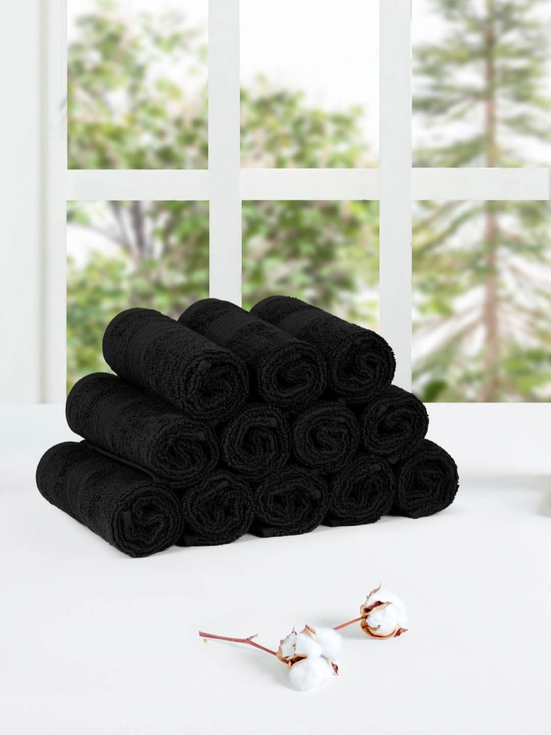 

MYTRIDENT Black 12 Pieces 500 GSM High Absorbent Pure Cotton Face Towels