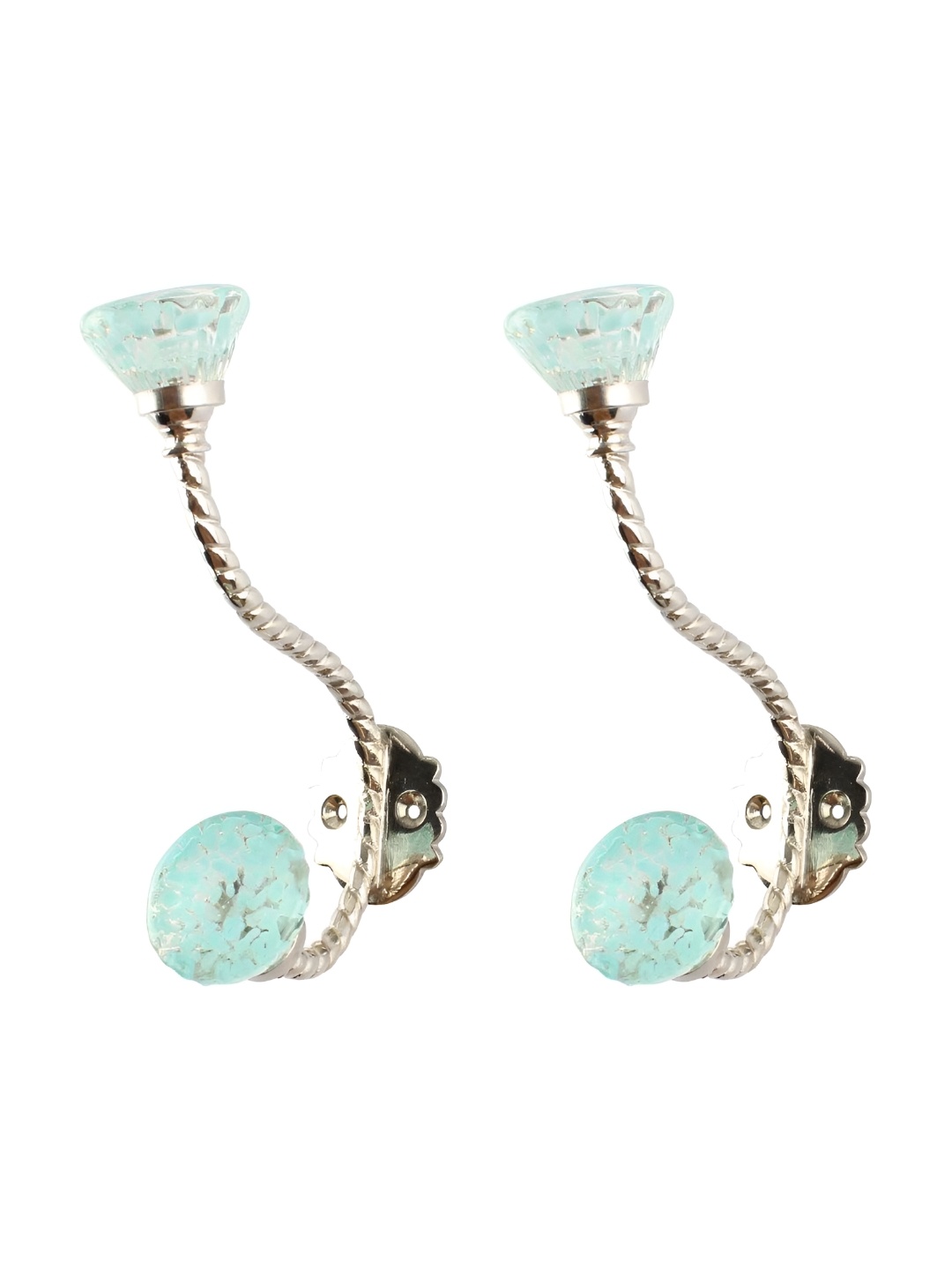 

Indianshelf Blue 4 Pieces Glass Textured Hooks
