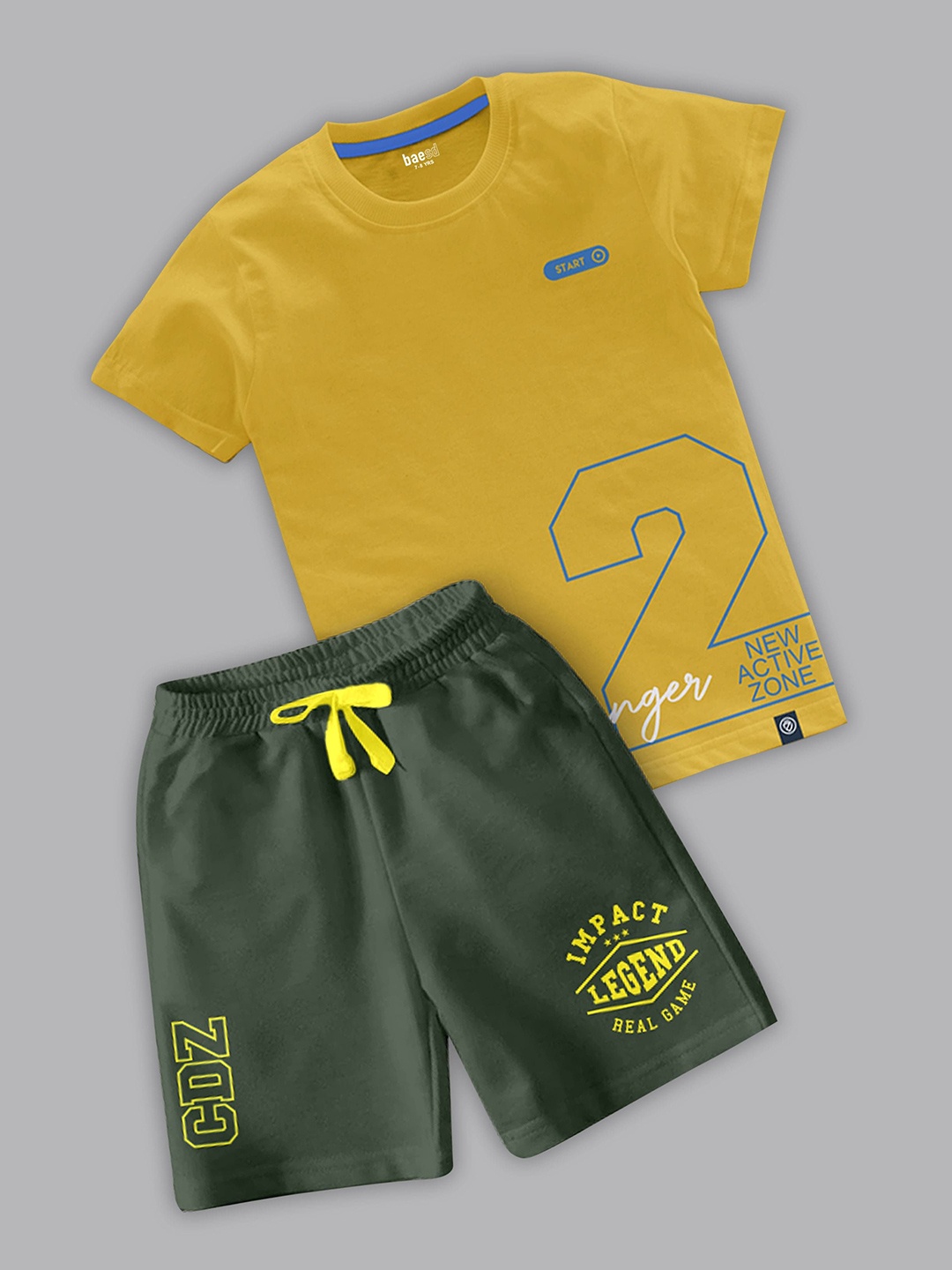 

BAESD Boys Printed T-shirt with Shorts, Olive