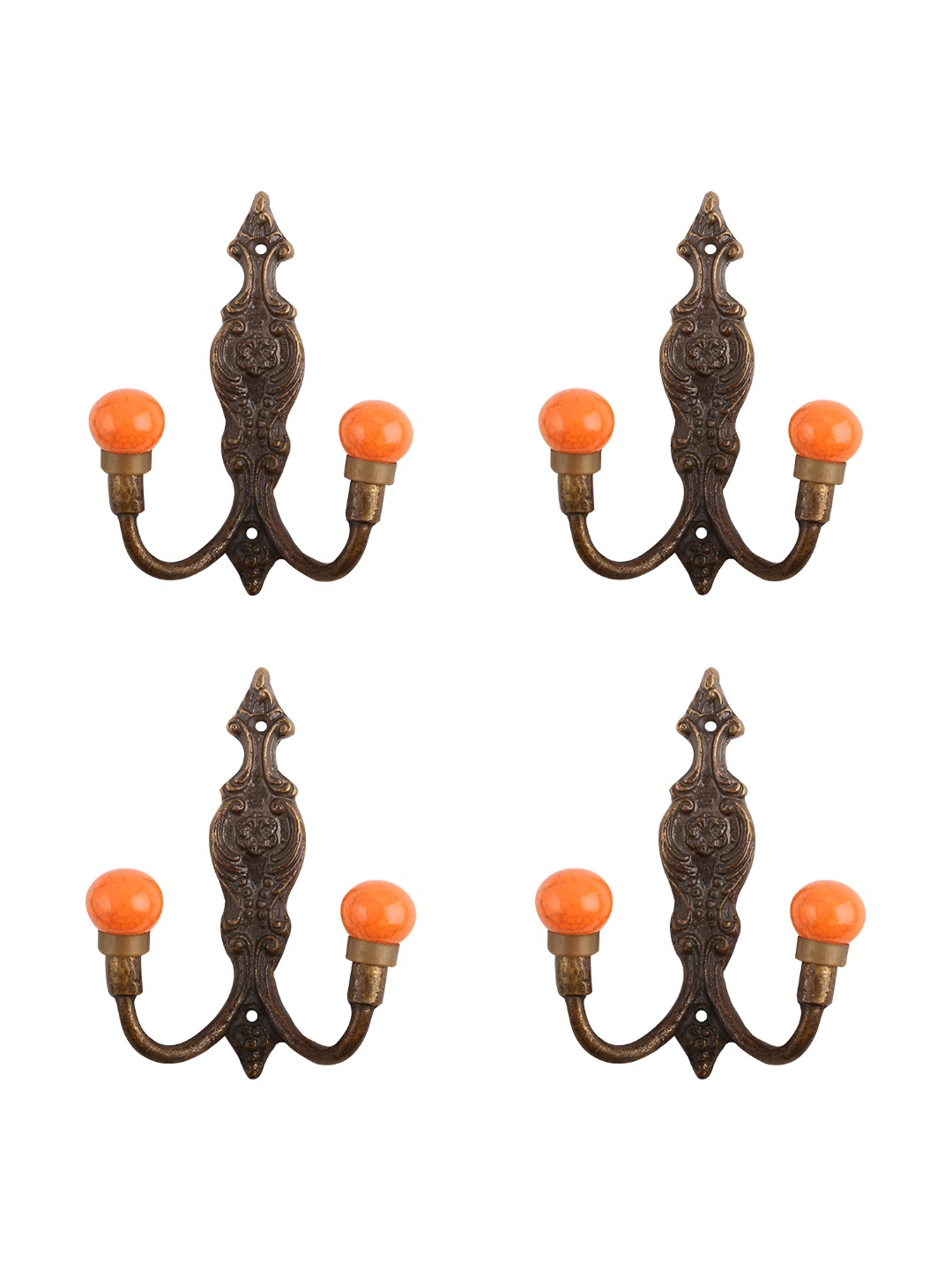 

Indianshelf Orange & Brown 4 Pieces Metal Wall Hook