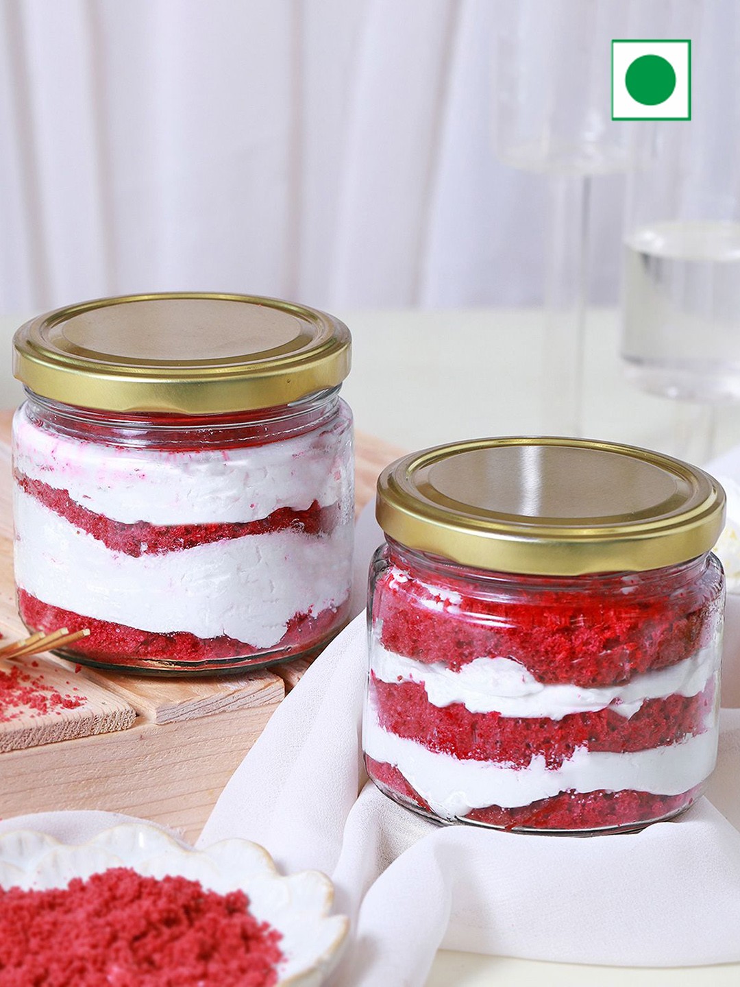 

IGP Set Of 2 Red Velvet Jar Cake, White