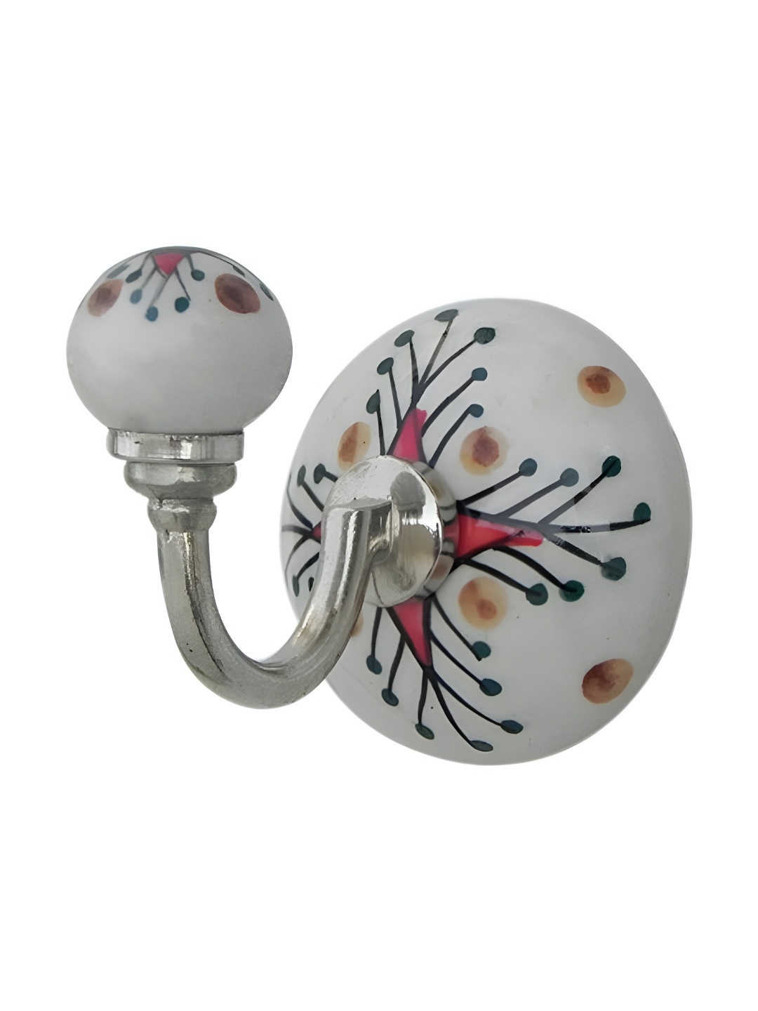 

Indianshelf White & Black 4 Pieces Printed Metal Hooks