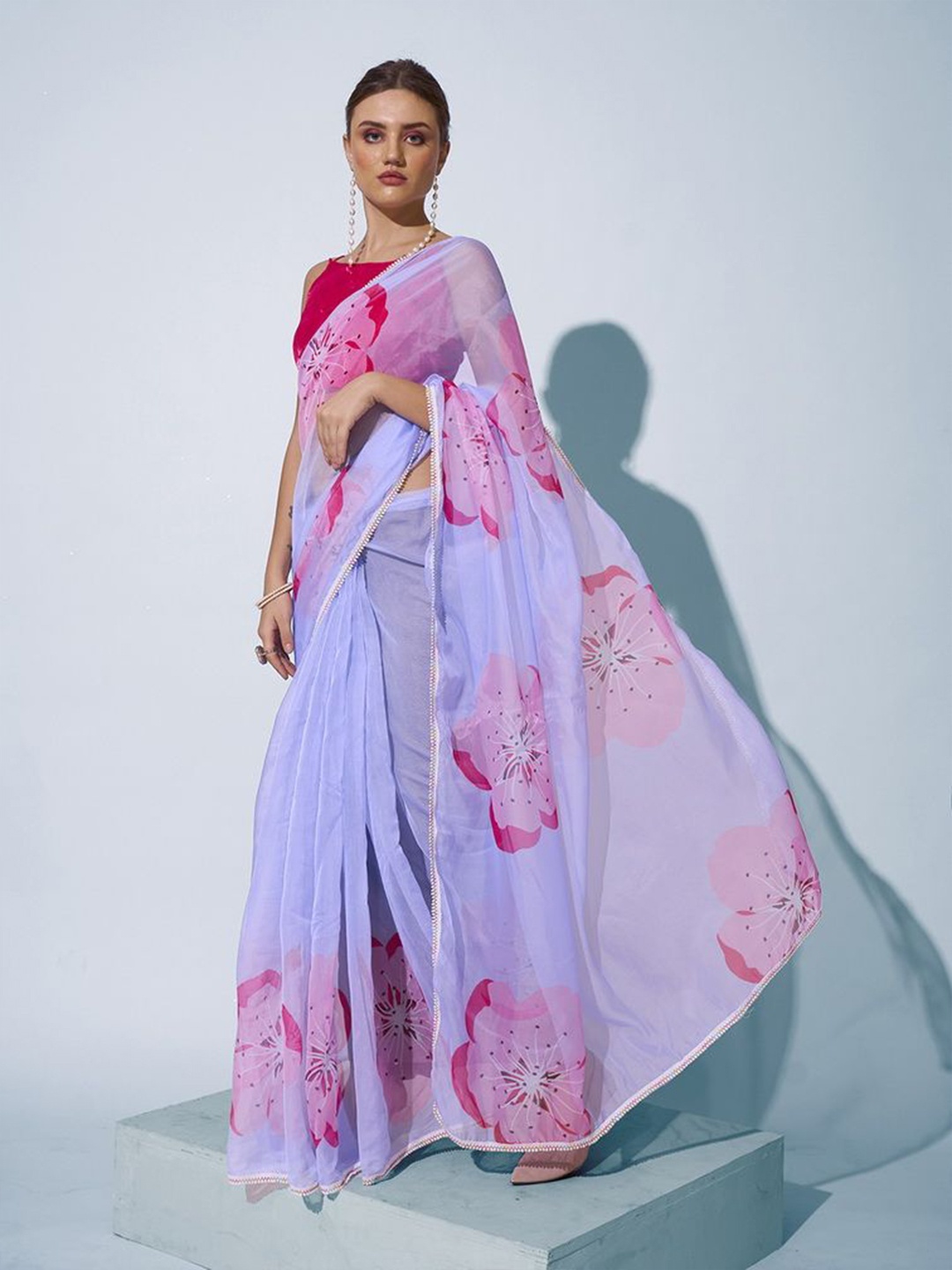 

Kalista Floral Organza Saree, Turquoise blue