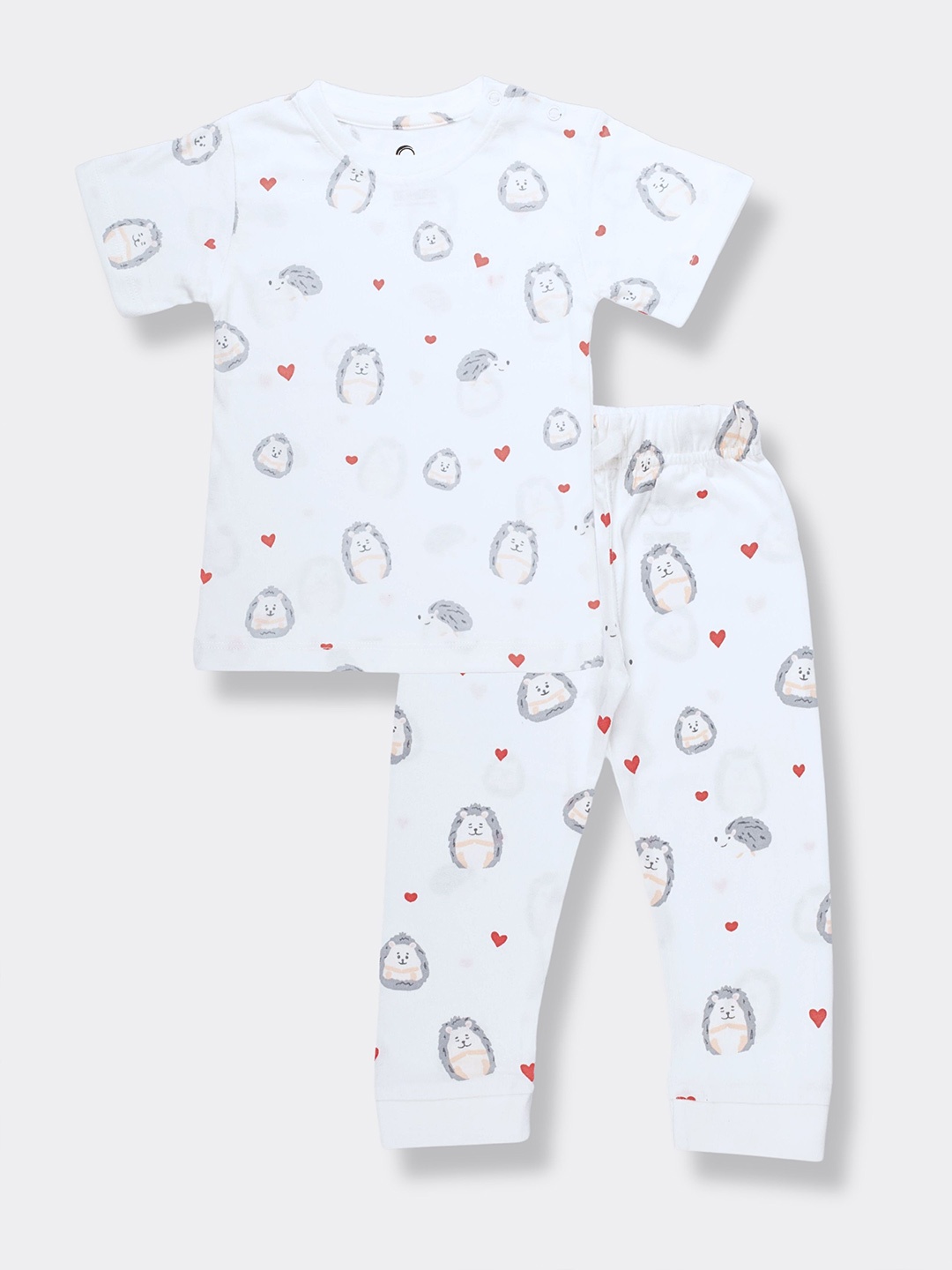 

Orange Sugar Kids Printed Pure Cotton T-shirt with Pyjamas, White