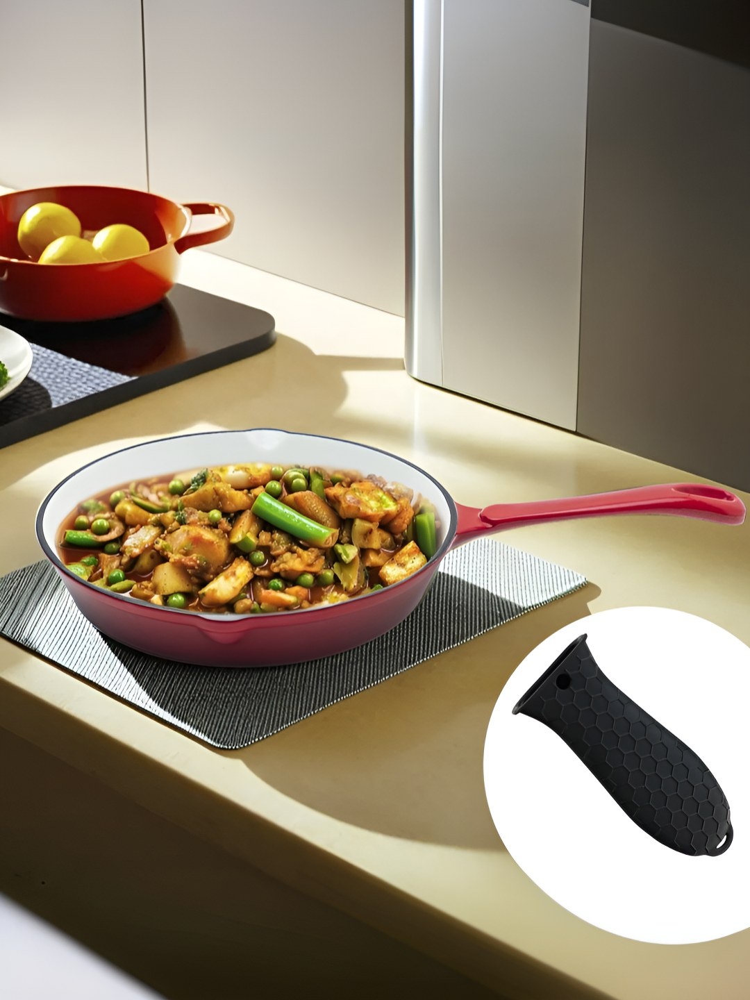 

UMAI Red & White Non Stick Frying Pan With Long Handles