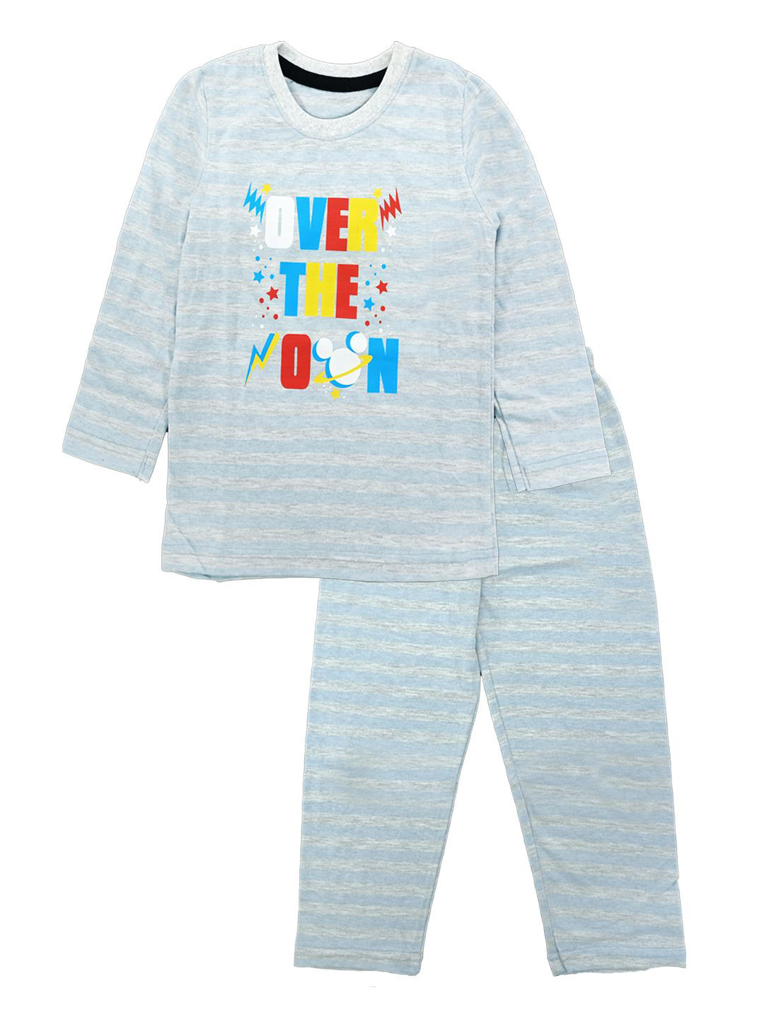 

KINSEY Boys Mickey Mouse Striped T-shirt With Pyjamas, Grey melange