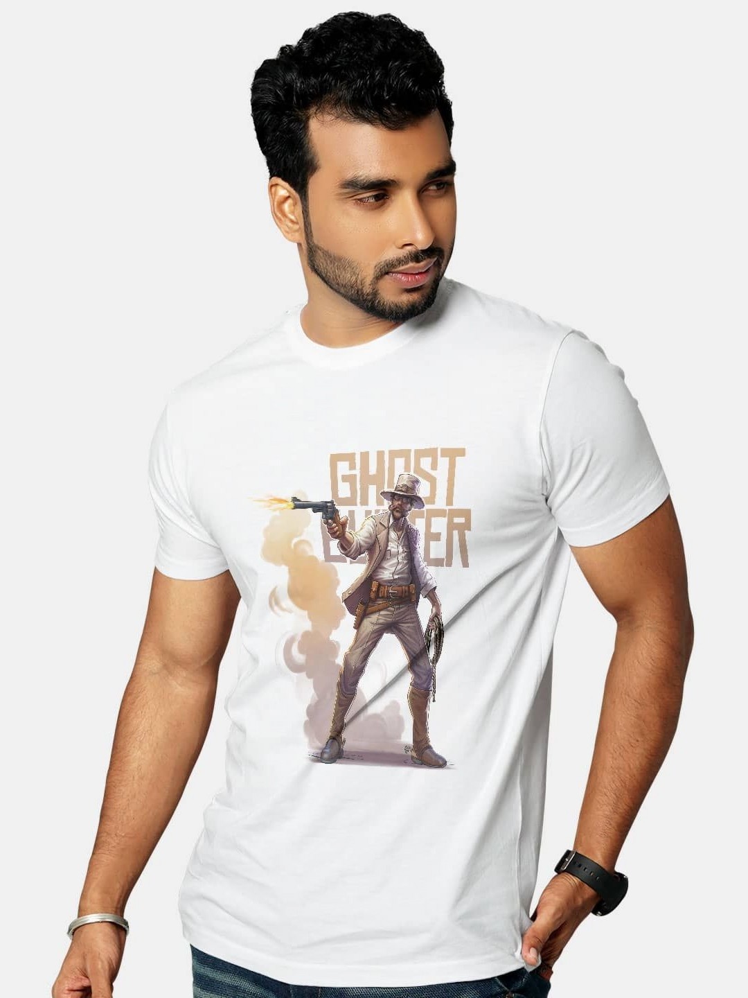 

macmerise Men Typography Printed Applique T-shirt, White
