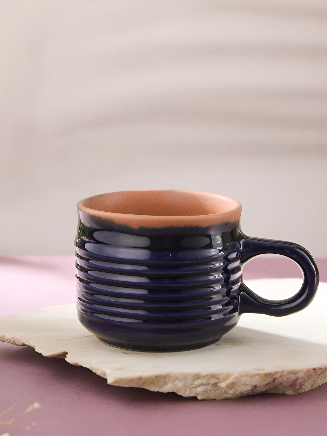 

Fabindia Blue & Brown Textured Ceramic Glossy Mugs 180 ml