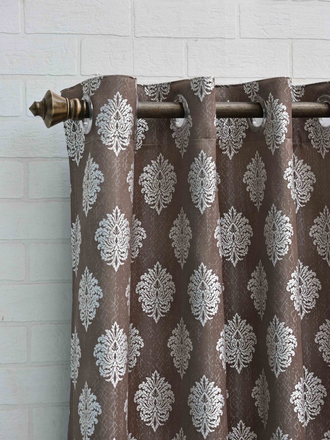 

Ariana Brown & White Ethnic Motifs Room Darkening Jacquard Window Curtain