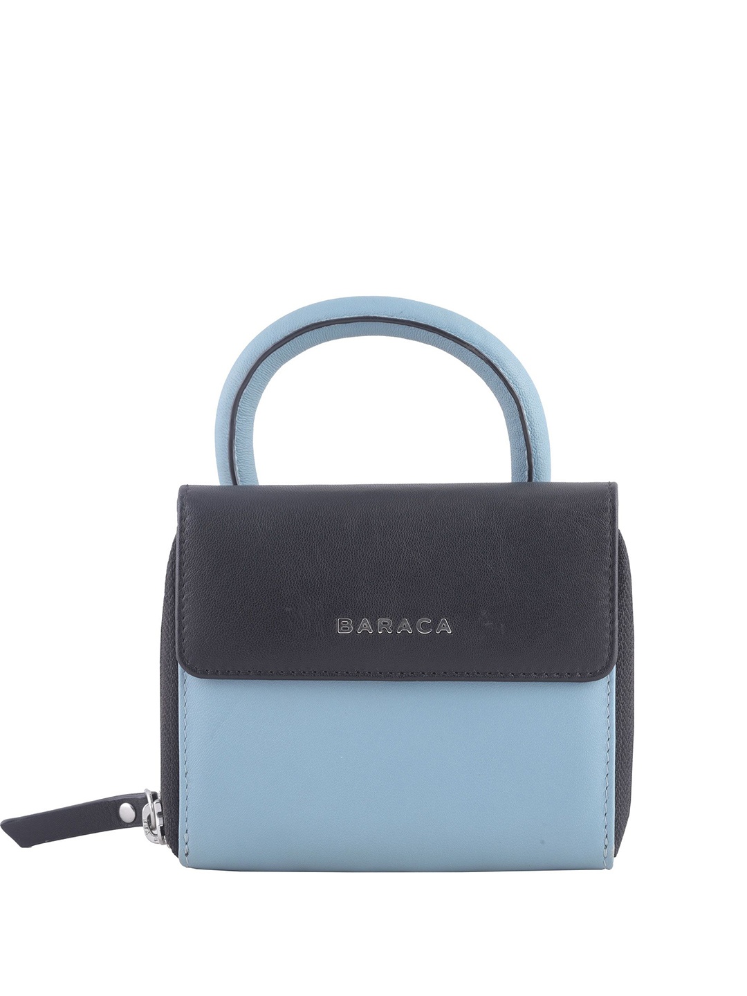 

Baraca Colourblocked Leather Foldover Clutch, Blue