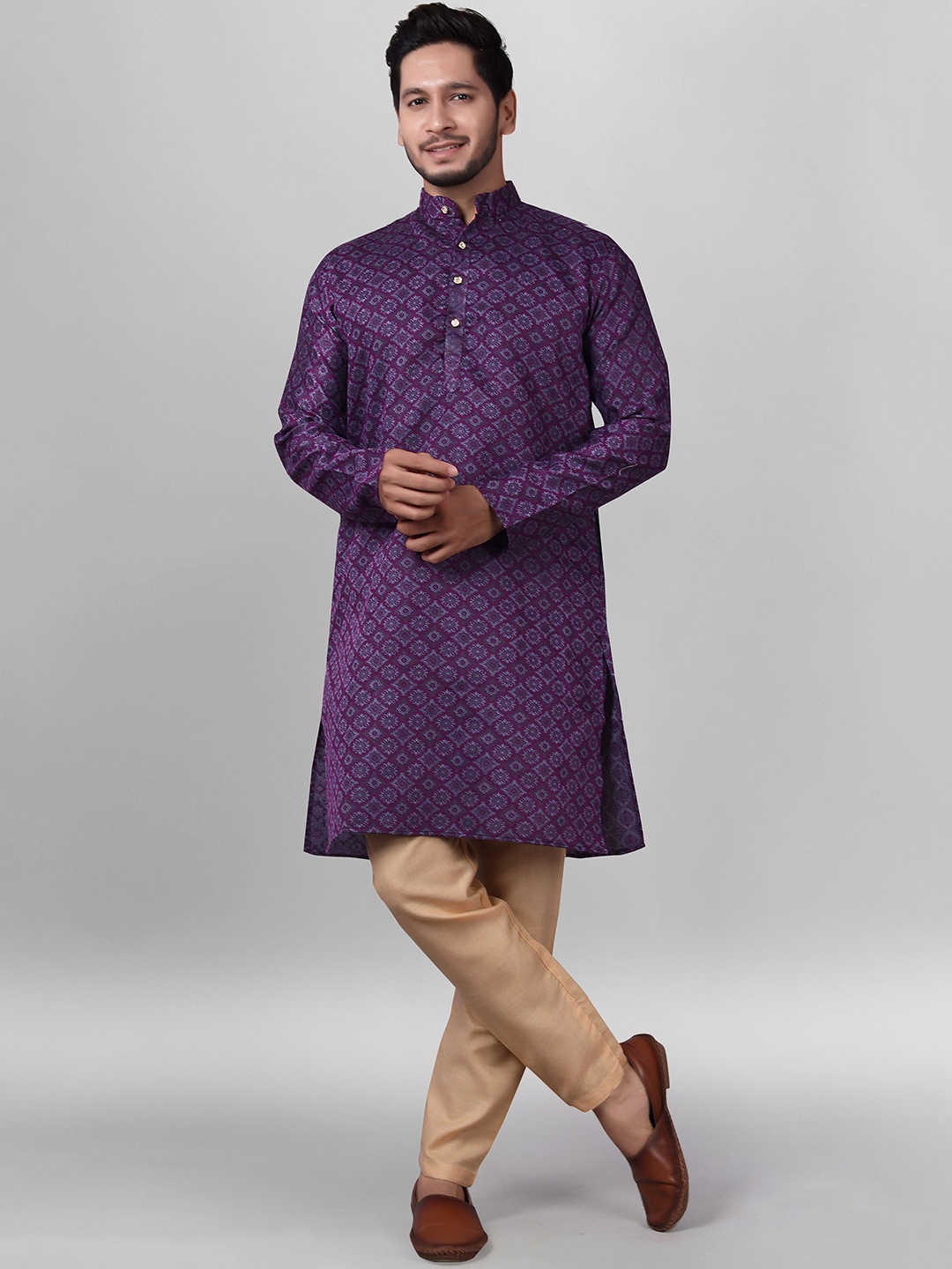 

amzira Printed Cotton Sherwani, Burgundy