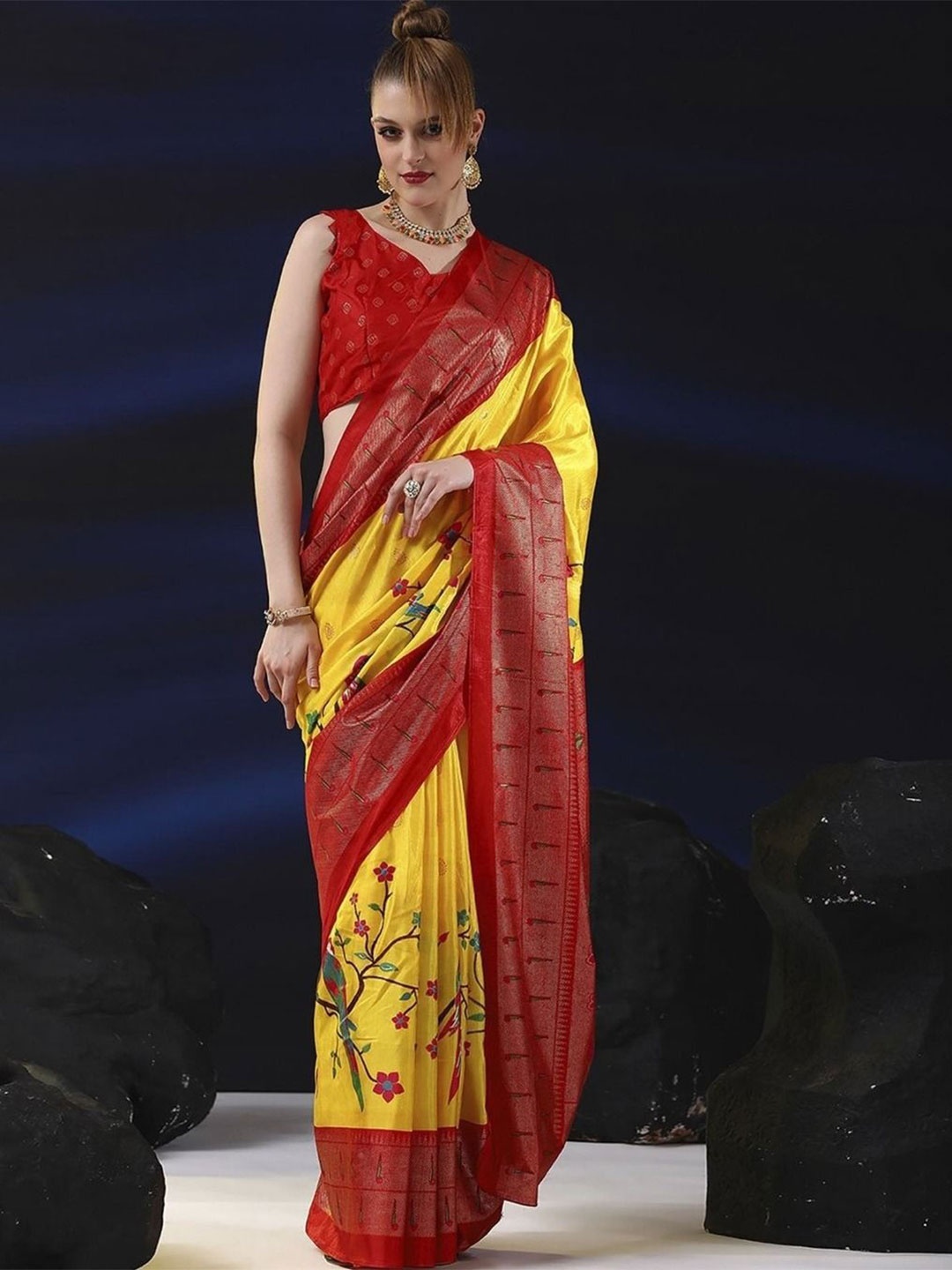 

Sitanjali Ethnic Motifs Zari Chanderi Saree, Yellow
