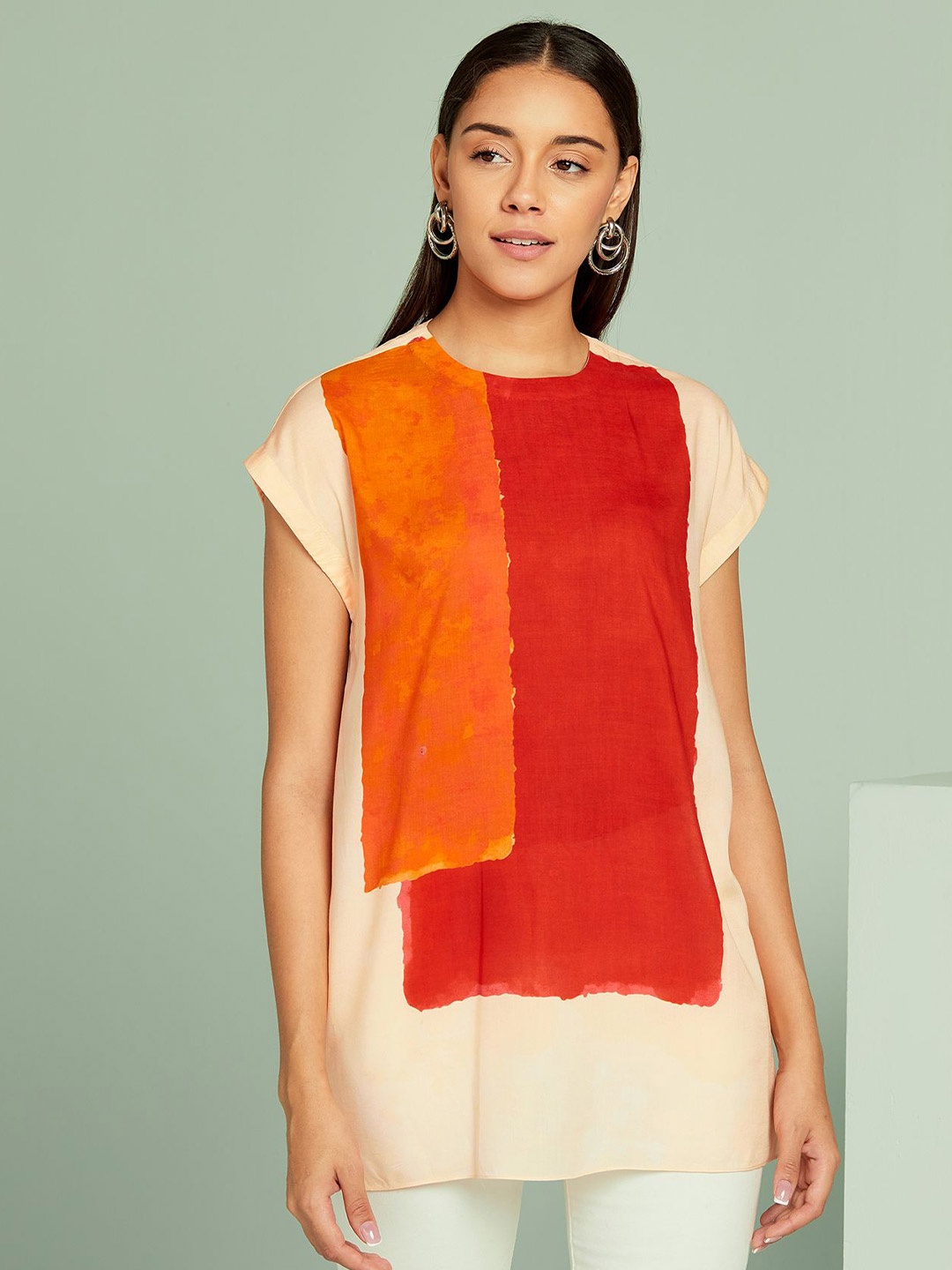 

SEVENDC Colourblocked Extended Sleeves Cotton Top, Multi