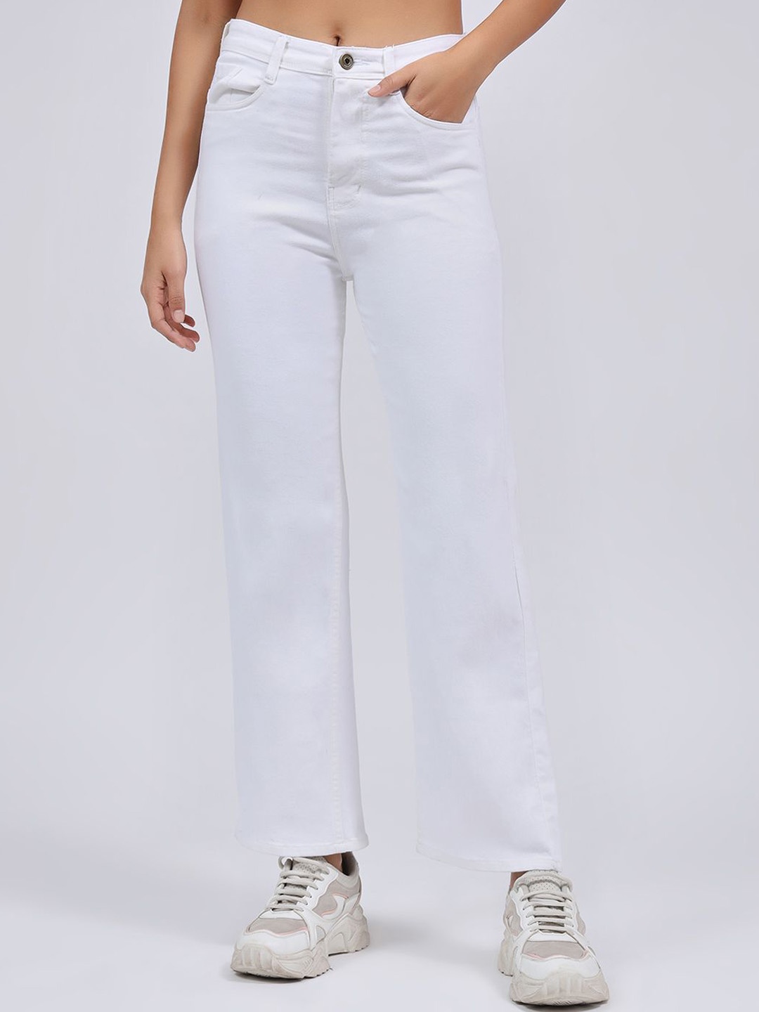 

3BUTTERFLIES Women Skinny Fit High-Rise Jeans, White