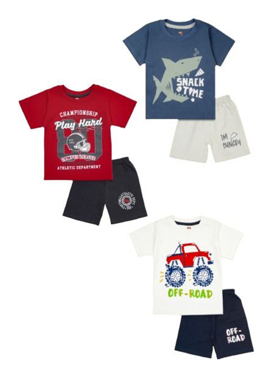 

BAESD Boys Printed T-shirt with Shorts, Cream