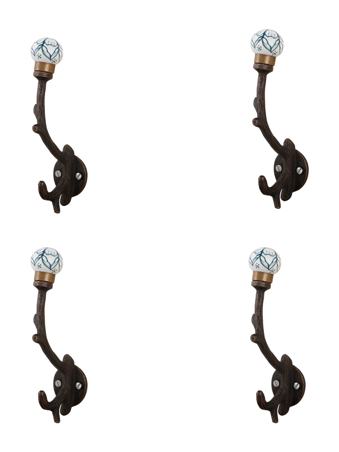 

Indianshelf Blue & White 4 Pieces Printed Storage Hook