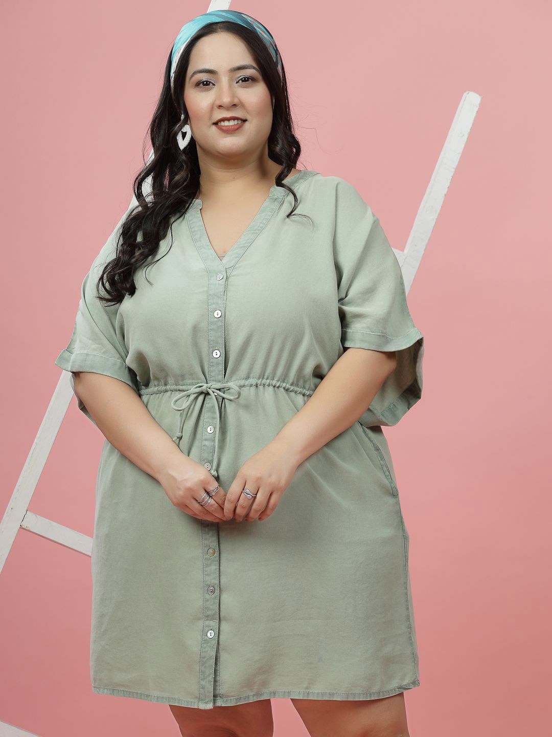 

EVERYDAY by ANI Plus Size Shirt Mini Dress, Green