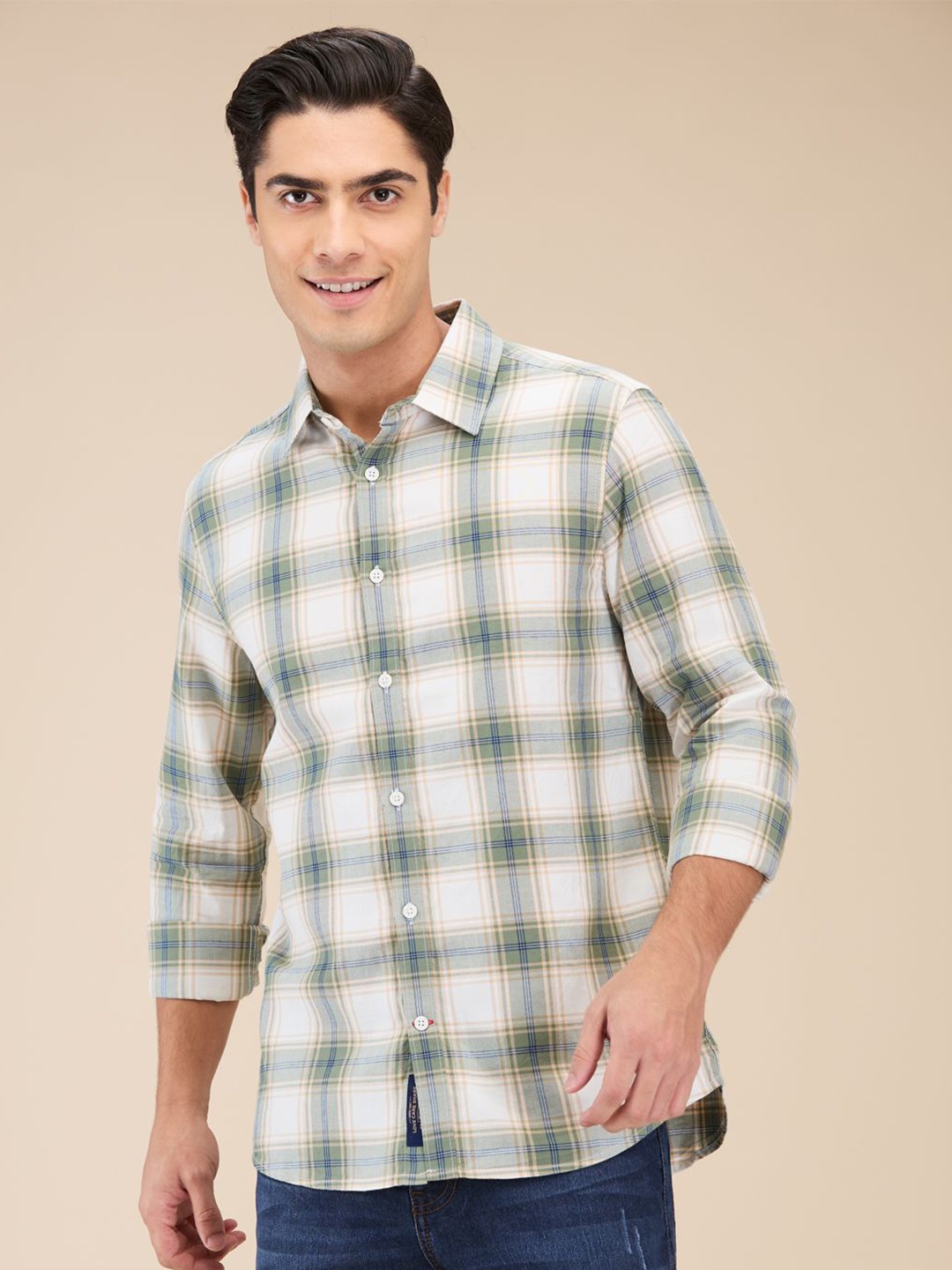 

Being Human Men Slim Fit Tartan Checks Opaque Checked Casual Shirt, Grey