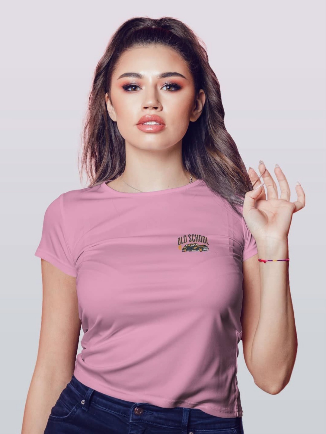 

macmerise Women Applique T-shirt, Pink