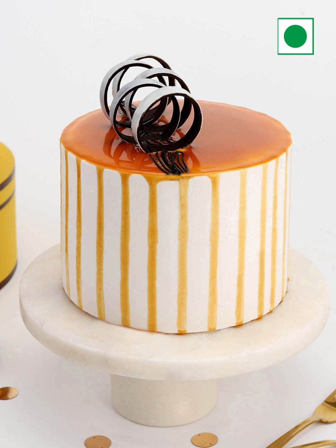 

IGP Delicious and Elegant Cream Flavor Eggless Round Cake- 600 G, Brown
