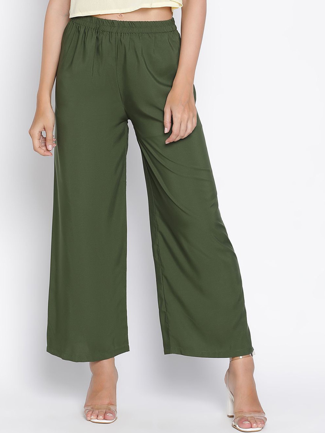 

DRAAX Fashions Women Mid Rise Regular fit Parallel Trousers, Green