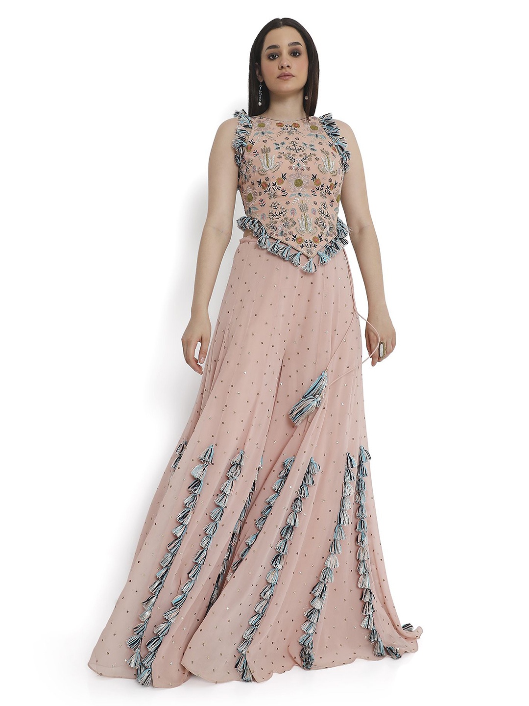 

Payal Singhal Embroidered Back Tie-Up Choli With Sharara, Rose