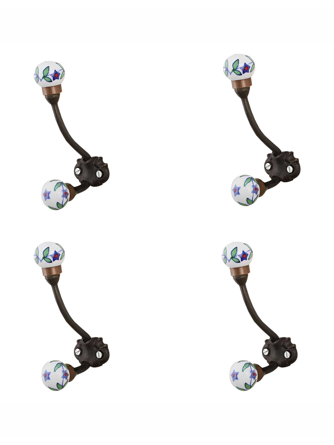 

Indianshelf Green & White 4 Pcs Metal Wall Hooks