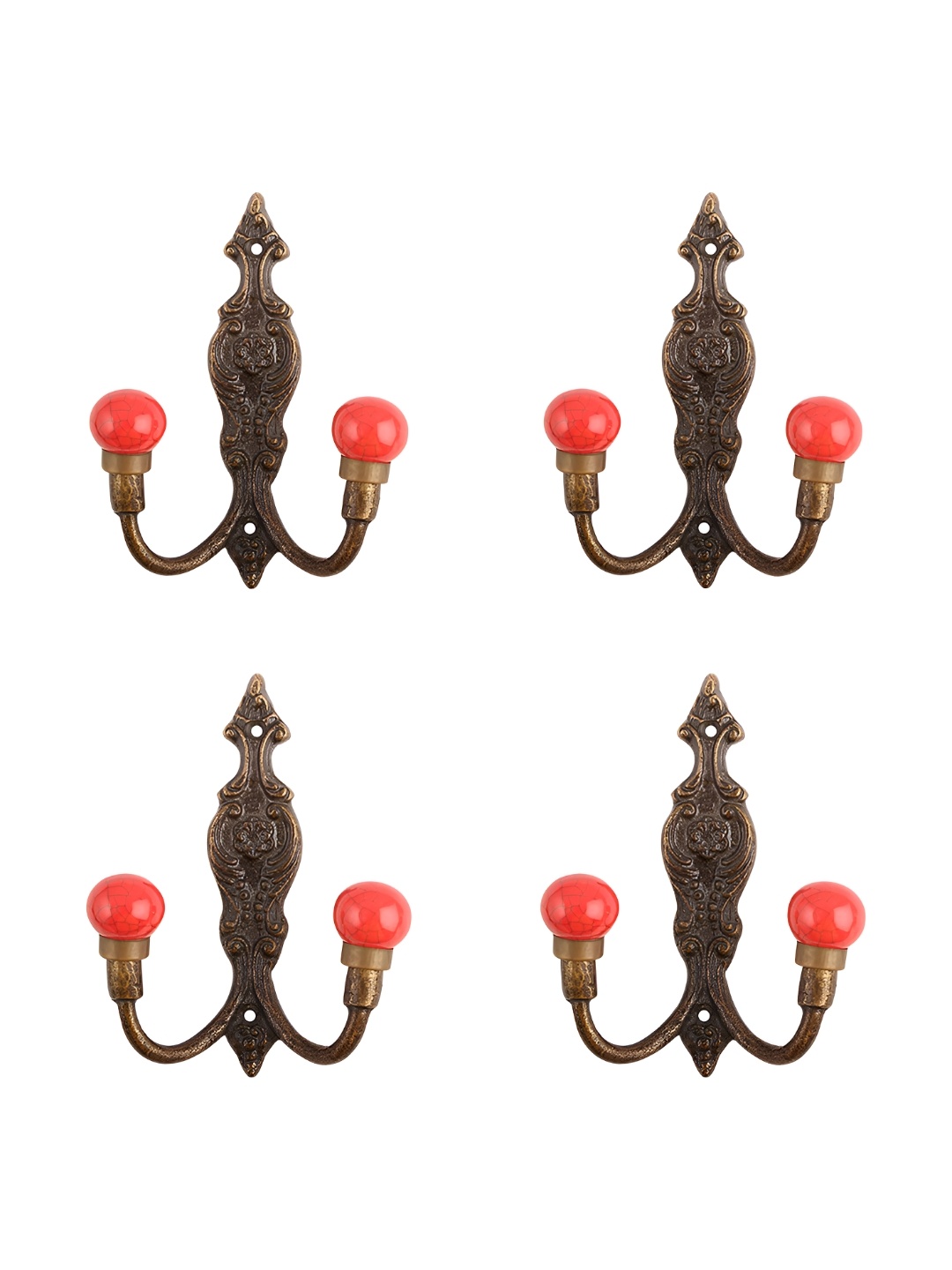 

Indianshelf Red & Brown 4 Pieces Metal Wall Hooks