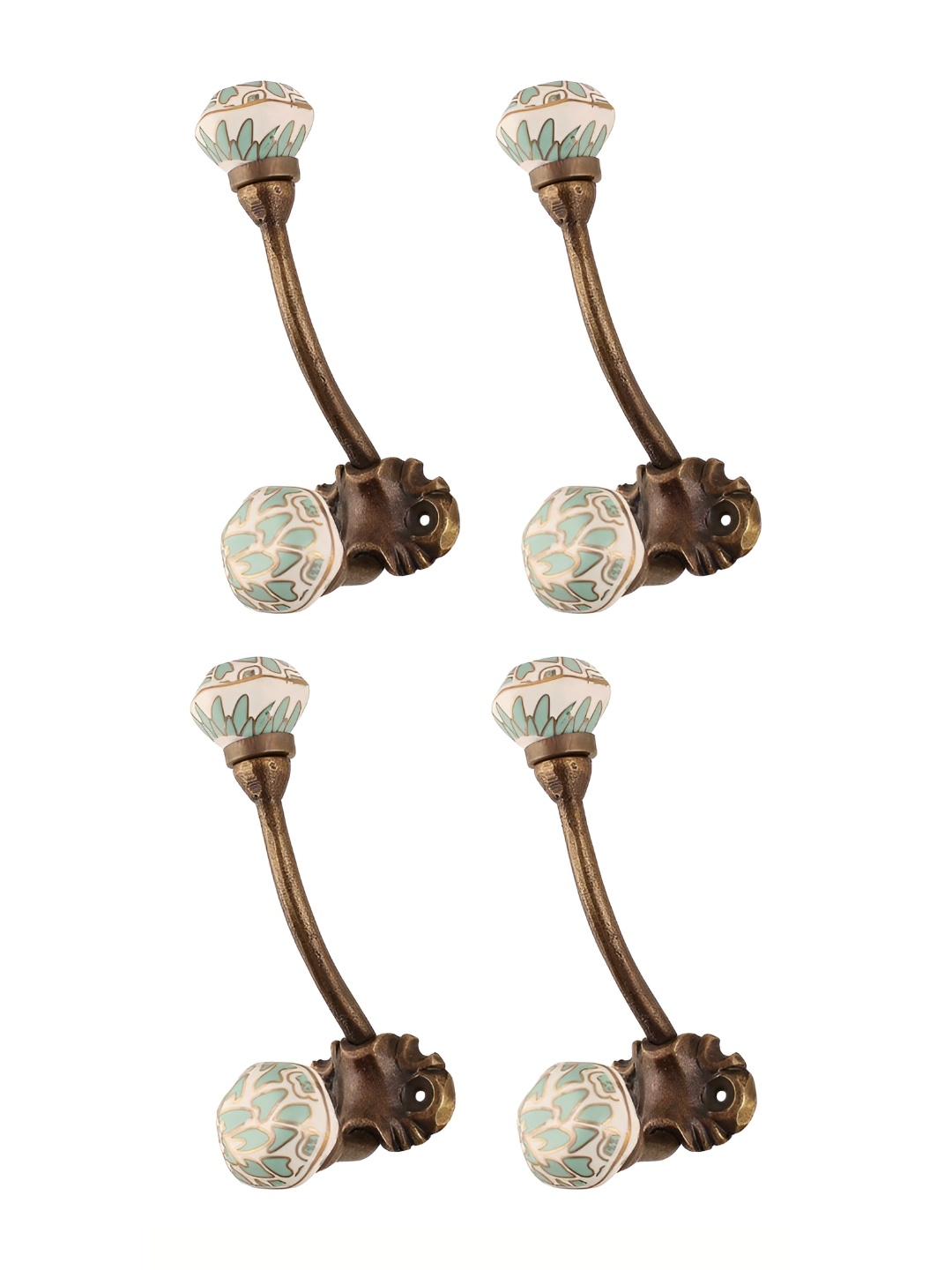 

Indianshelf White & Green 4 Pieces Metal Wall Hook