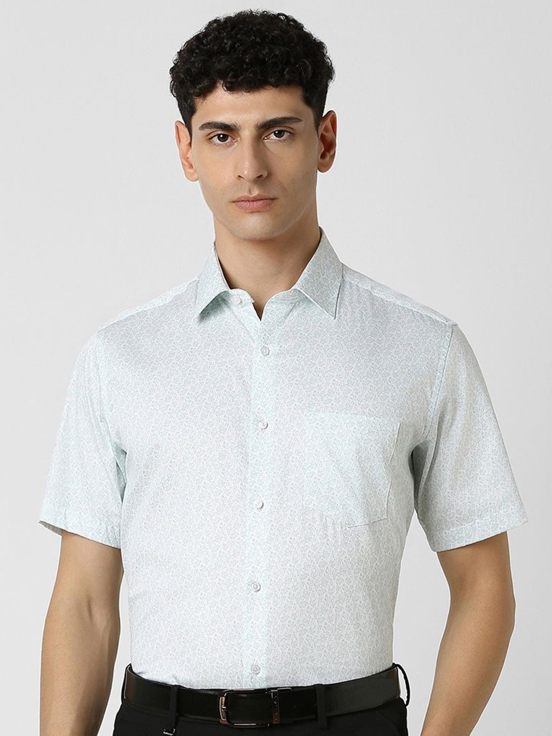 

Van Heusen Men Spread Collared Ethnic Motifs Printed Cotton Party Shirt, White