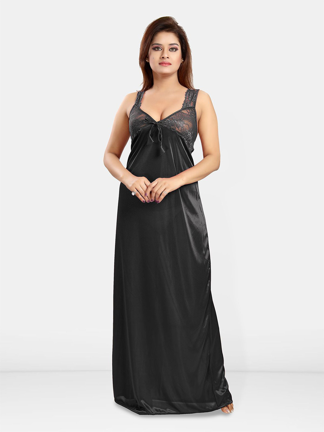 

Be You Shoulder Straps Maxi Sweat Nightdress, Black