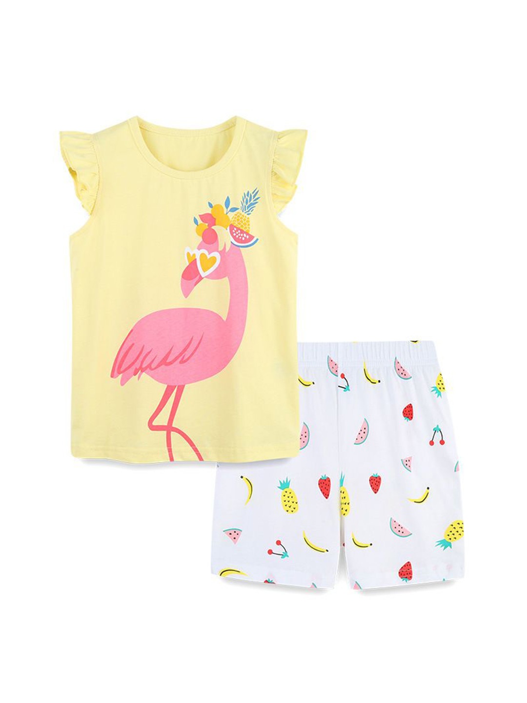 

StyleCast Girls Yellow Printed Pure Cotton Top with Shorts