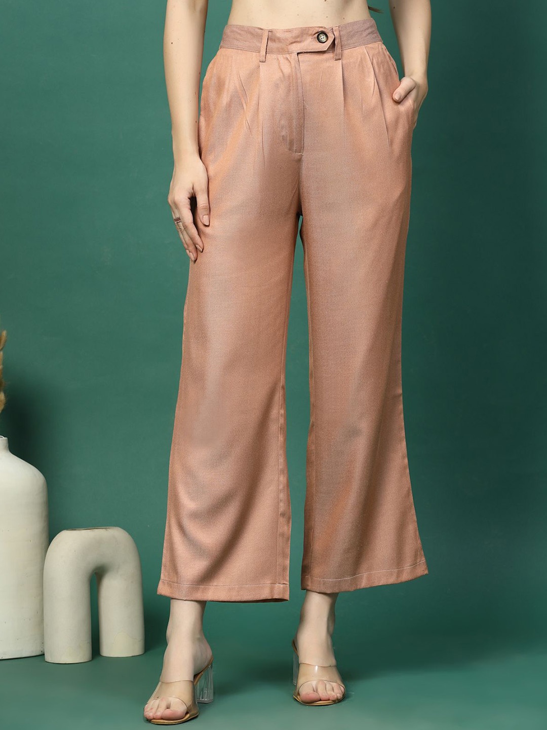 plusS Women Loose Fit Pleated Trousers