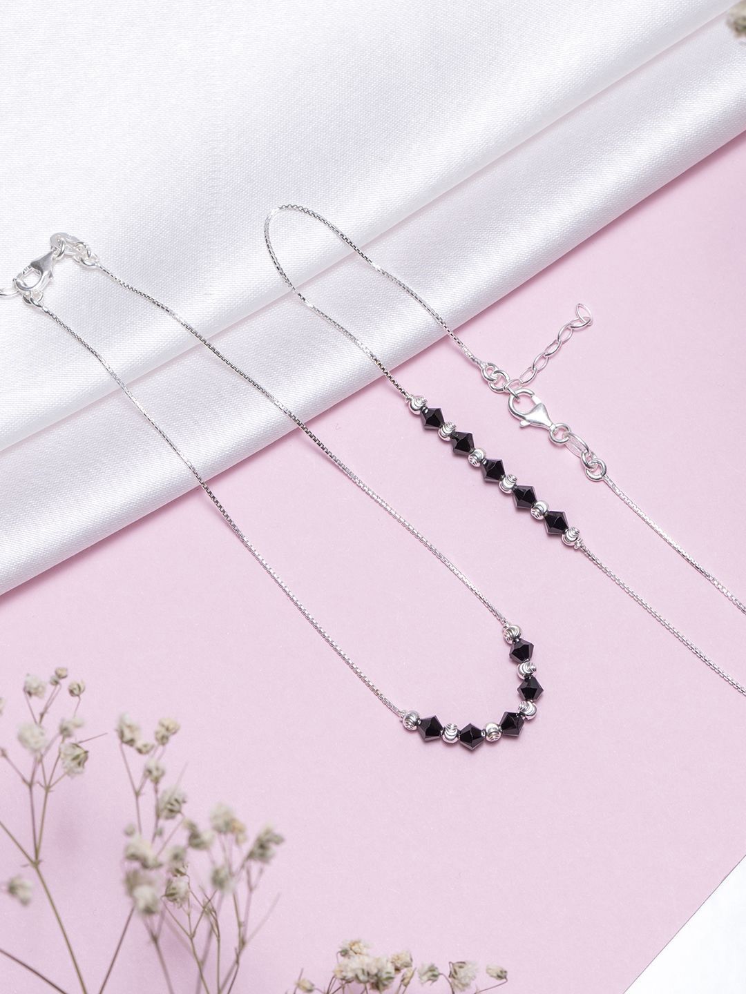 

Zavya Sterling Silver Rhodium-Plated Beaded Anklet Gift Hamper