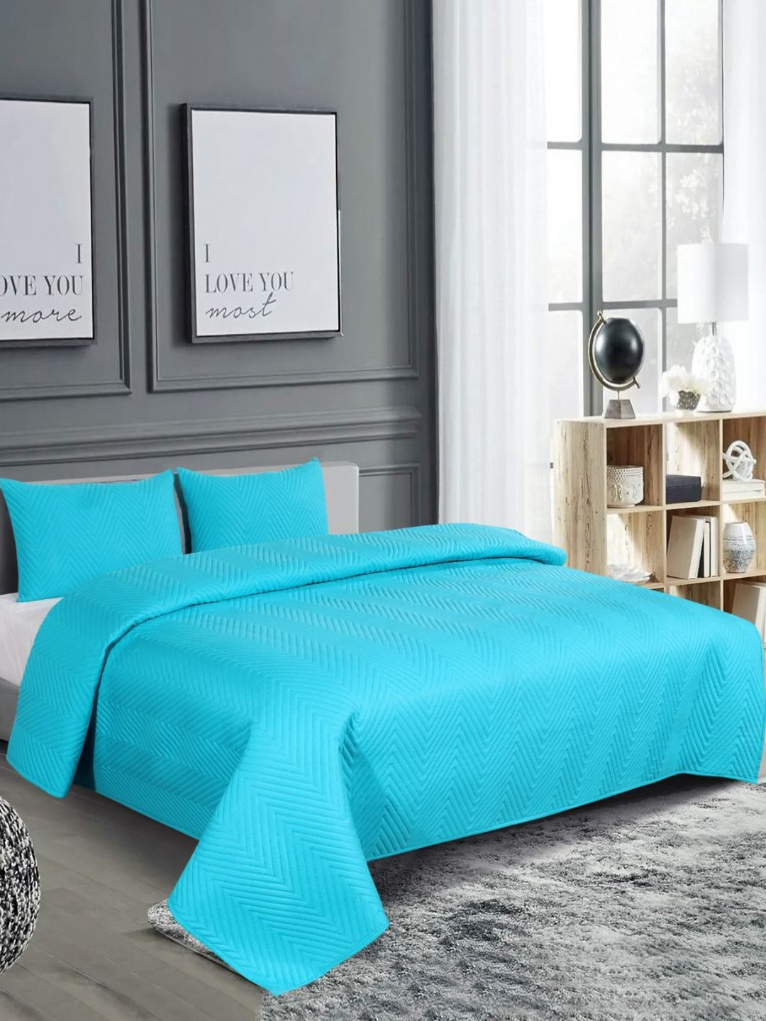 

RD TREND Blue 300 TC King Bedsheet with 2 Pillow Covers