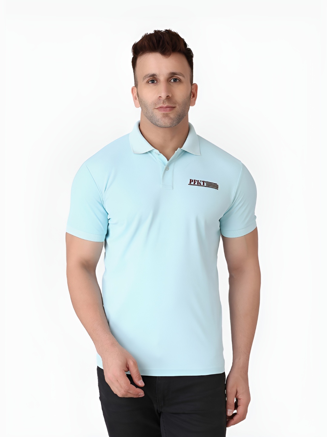 

PERFKT-U Men Solid Polo Collar T-shirt, Blue