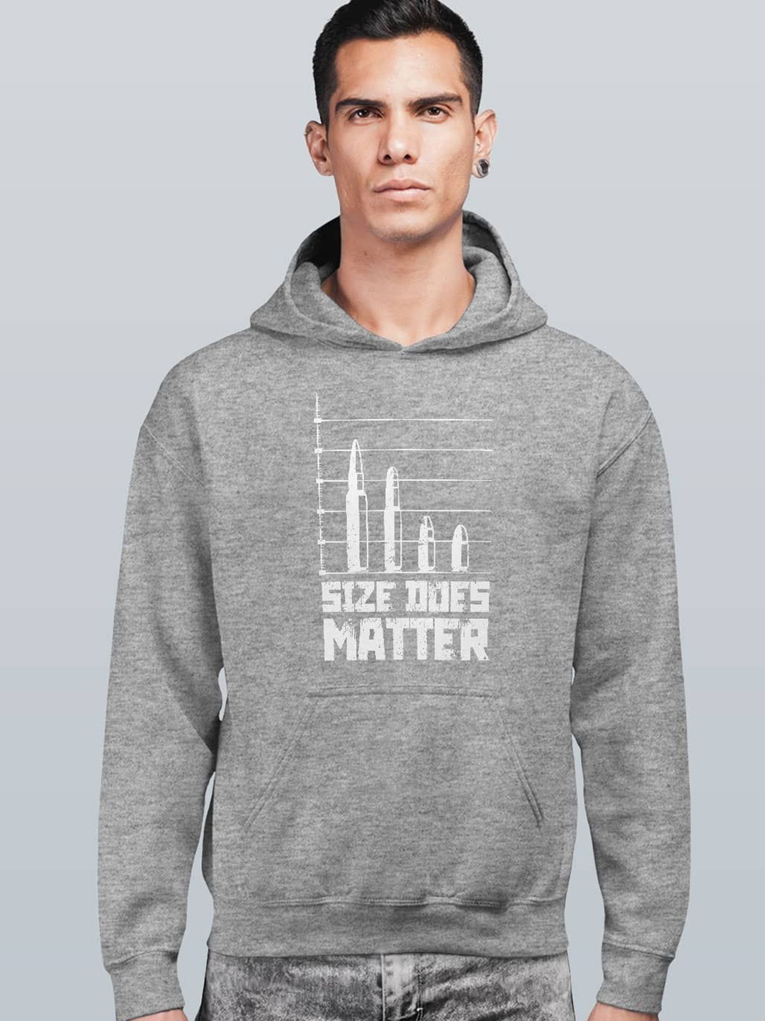 

macmerise Men Printed Hooded Sweatshirt, Grey